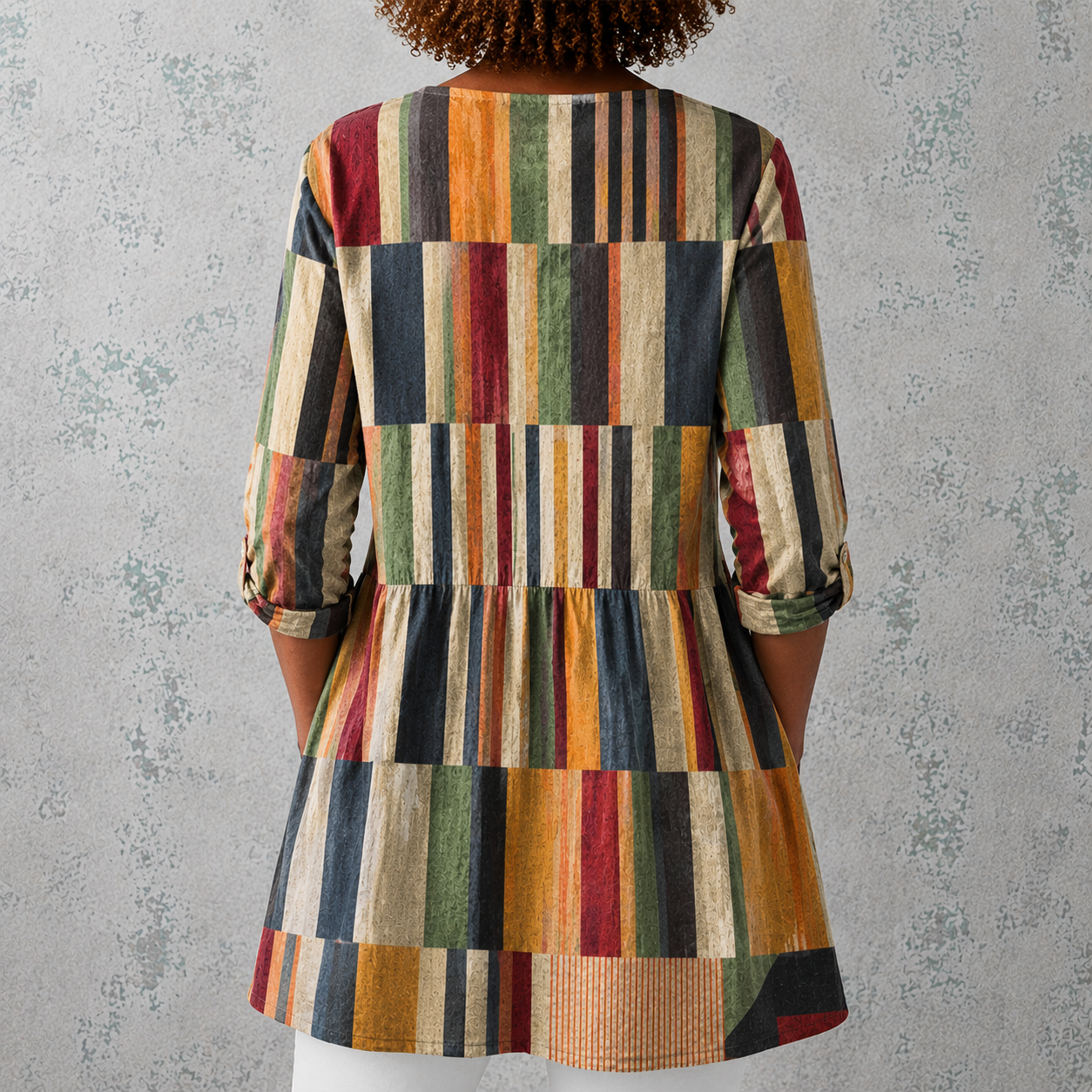 Chloé | Lange Bluse aus Leinen mit mehrfarbigen Streifen
