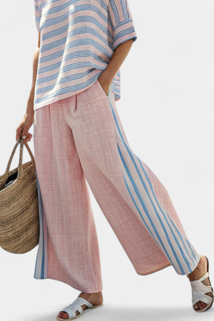 Cecília - Set aus Bambus-Leinen in Rosa