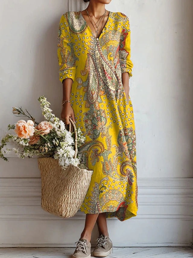 Gretchen™ | Boho-Kleid mit Paisley in Gelb