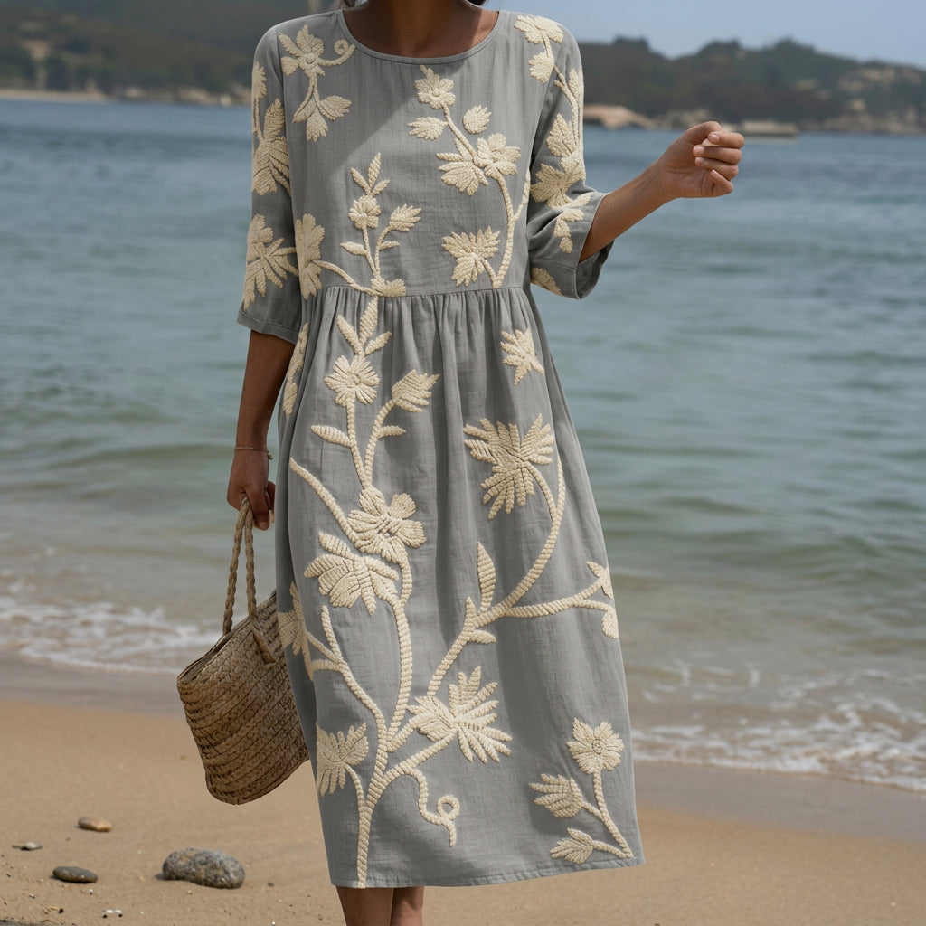 Ana - Midi-Kleid mit Pflanzen- und Blumenmuster