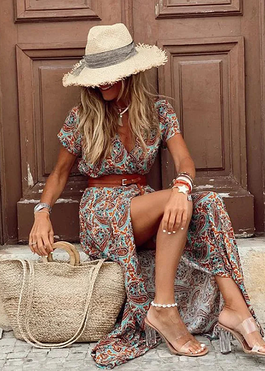 Joselin™ – Langes, luftiges Boho-Kleid mit Gürtel