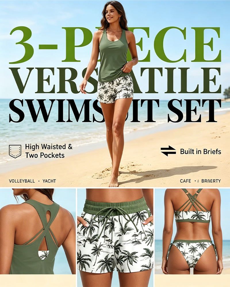 Maren | Drei-Teiliges Tankini-Bikini & Cover-Up Set