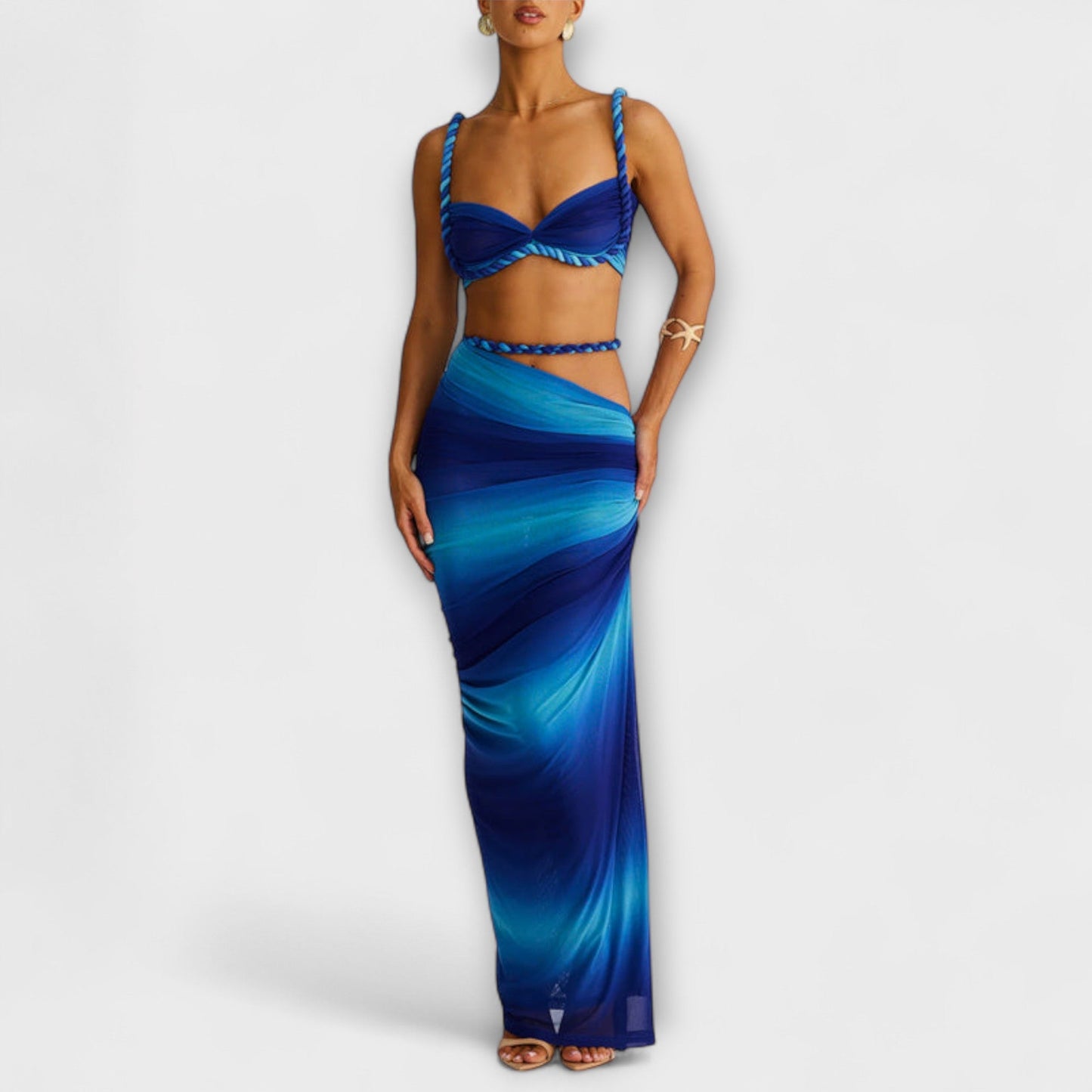 Jane - Schickes Gradient Zopf Crop Top & Overskirt Duo