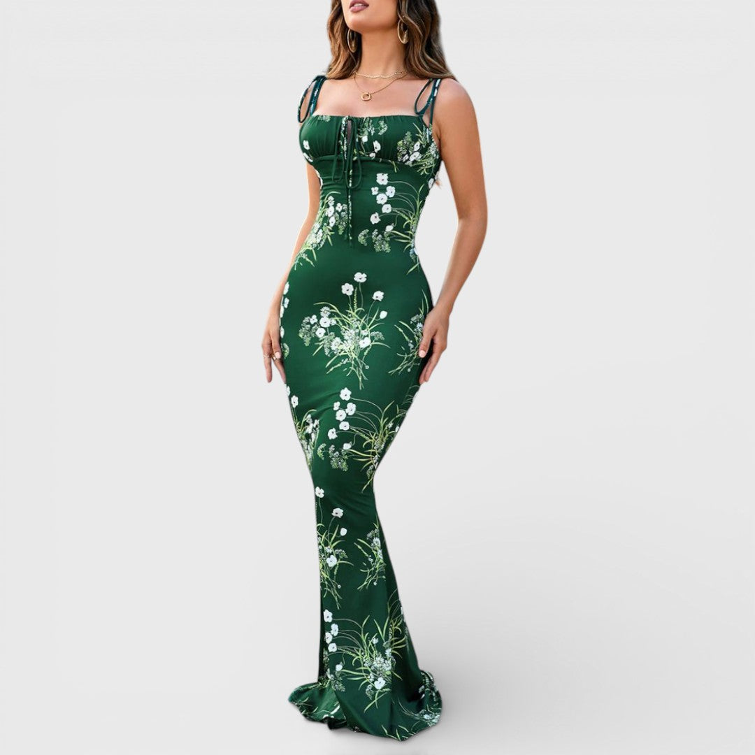 Thalia - Floral Print Prom Dress mit gebundenen Schulterträgern