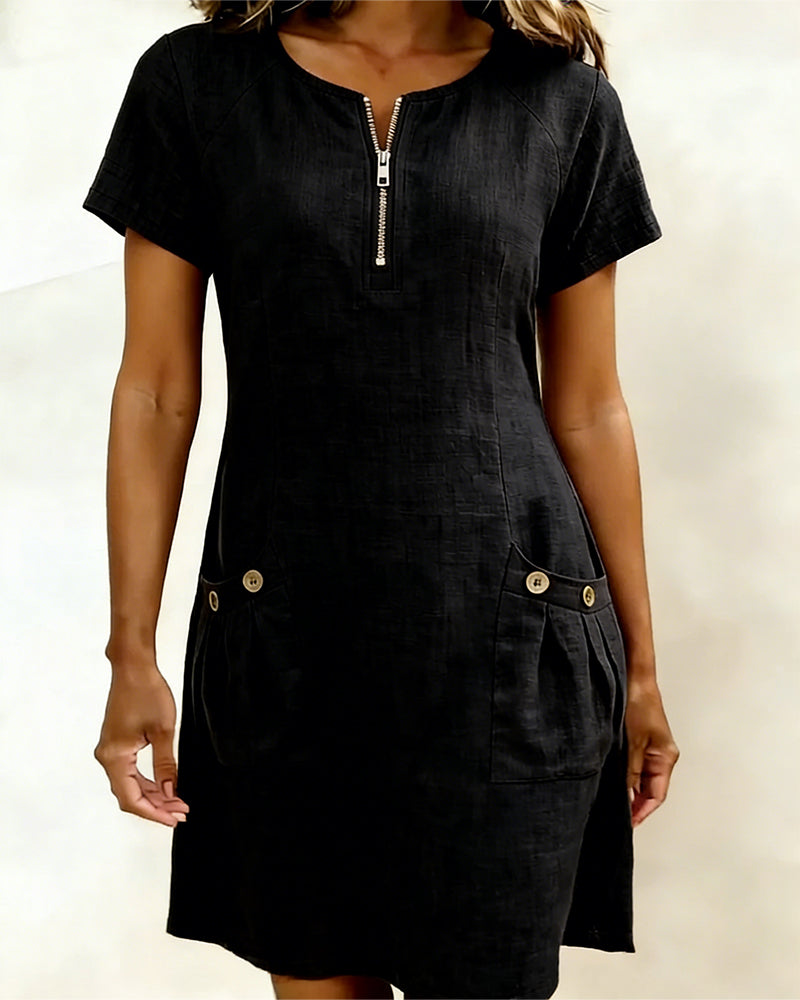 Anneke | Baumwollkleid mit Reißverschluss
