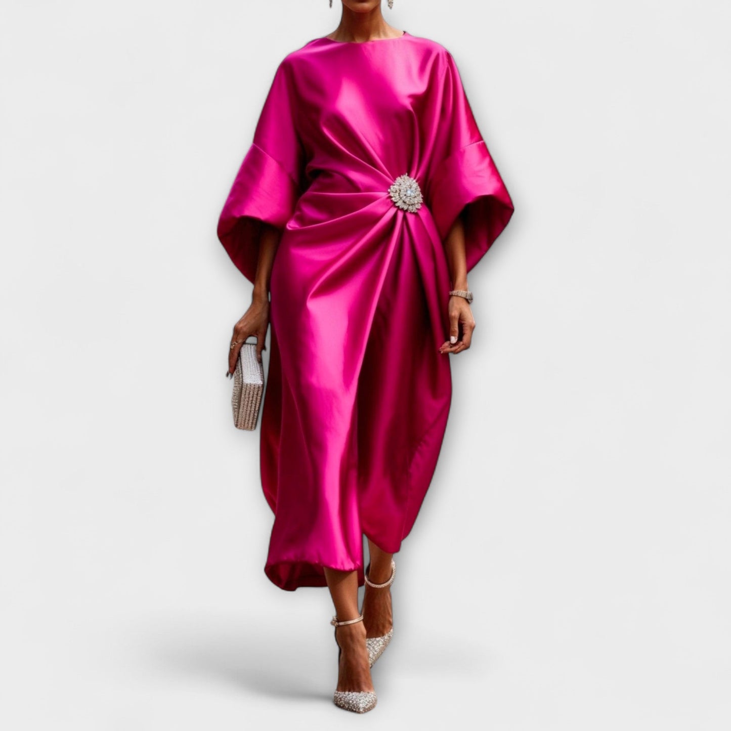 Luxe Shimmer Satin Langkleid