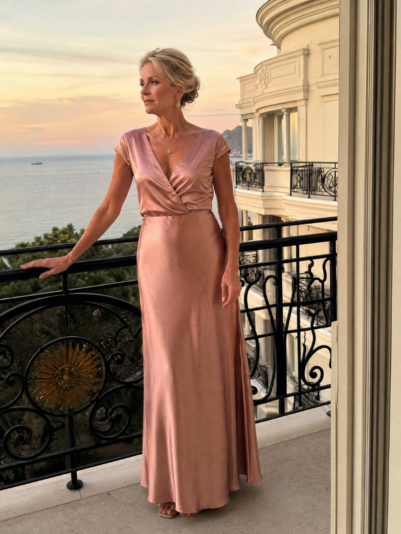 Samouse | Maxikleid mit Wickeloberteil und kurzen Ärmeln