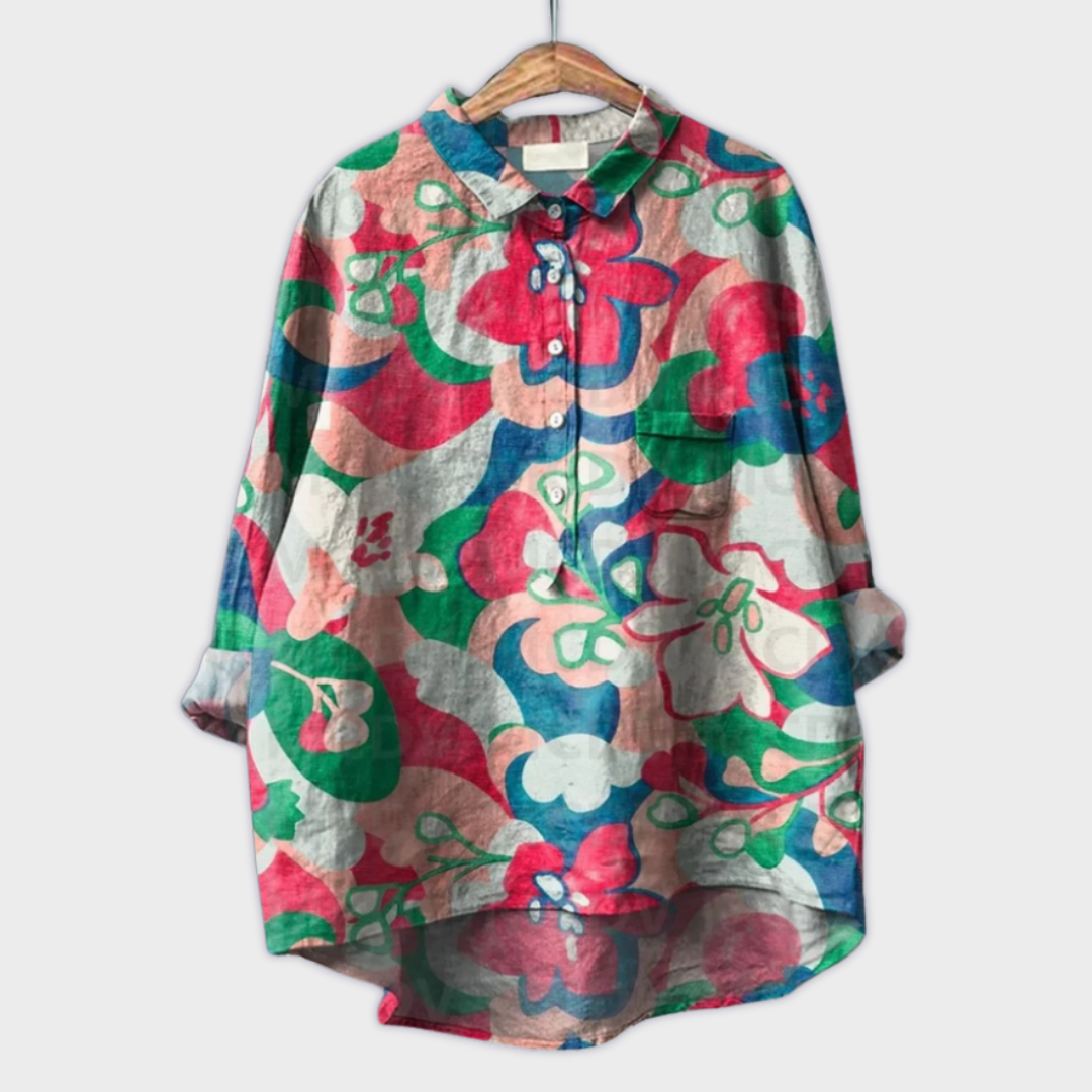 Magdalena - Handgemachte Damenbluse mit floralem Design