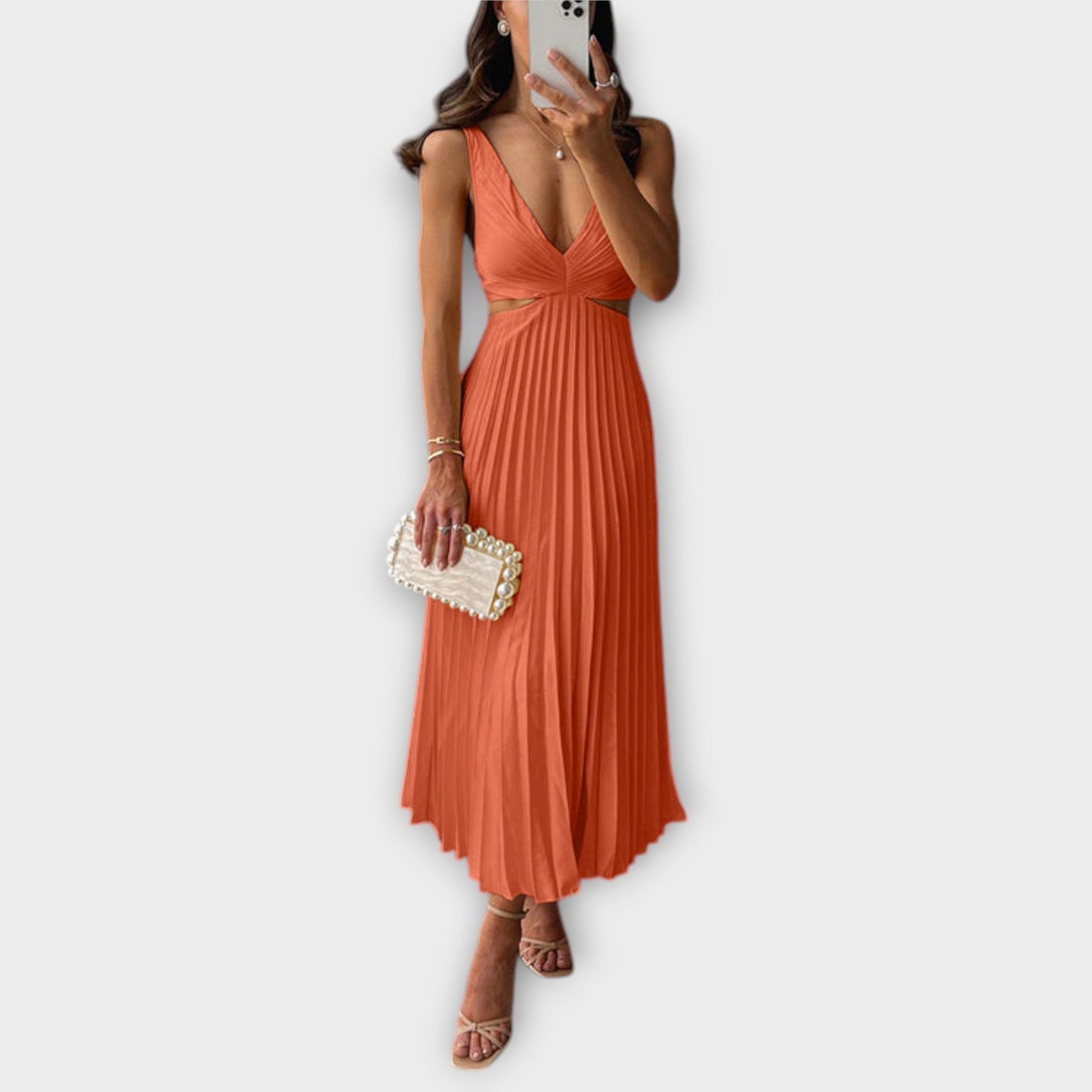 Elegantes Midi-Abendkleid mit Plissee