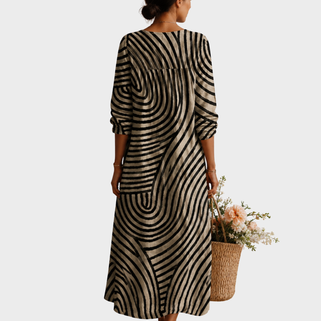 Heidi | Boho-Kleid mit grafischem Wellenmuster