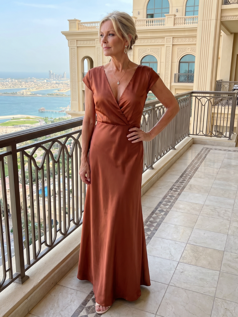 Samouse | Maxikleid mit Wickeloberteil und kurzen Ärmeln
