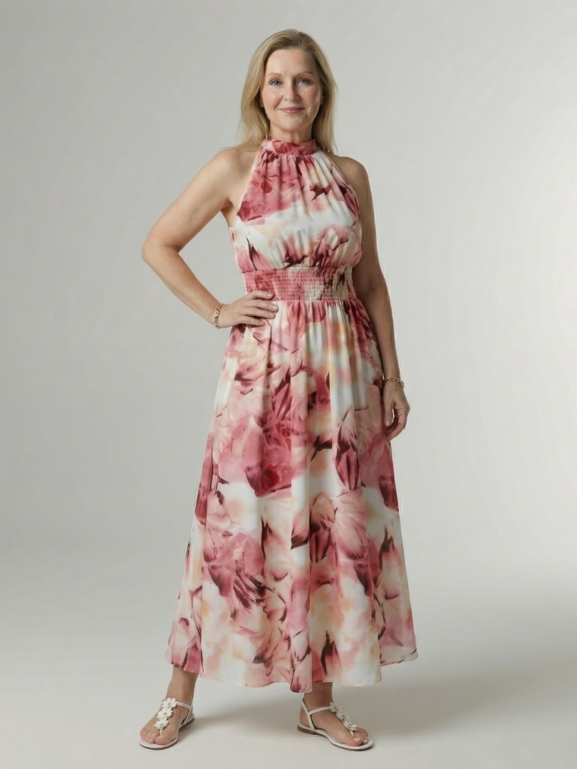 Sylin | Gathered Halter Midi Kleid
