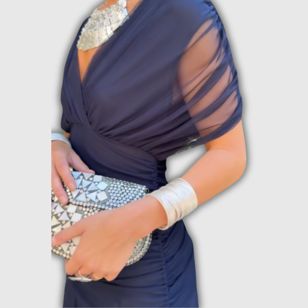 Florendra | Langes florales V-Ausschnittkleid