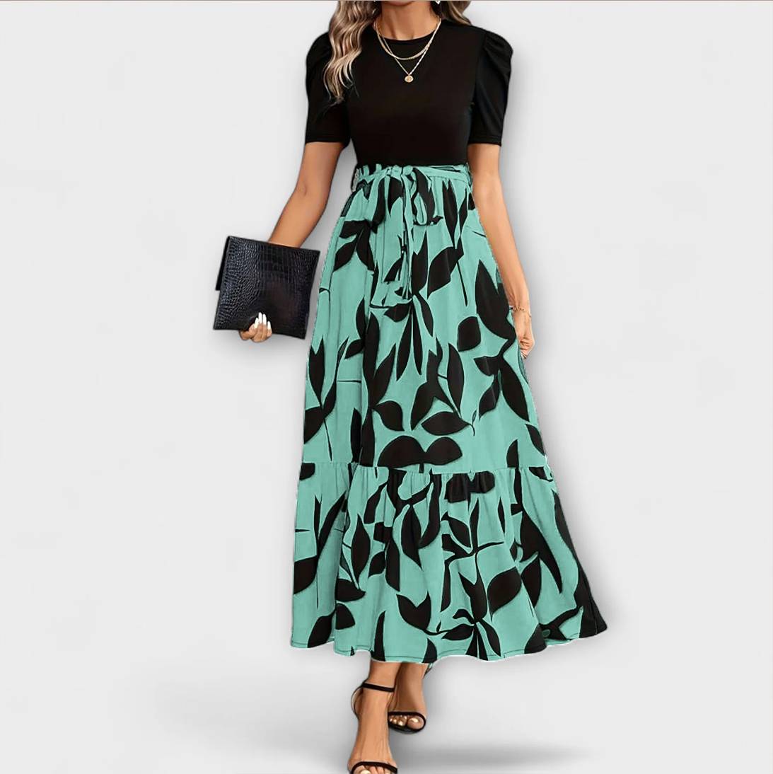 Luna - Sommerkleid mit Blumenmuster und Rundhalsausschnitt