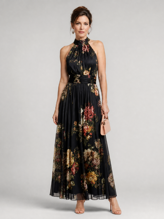 Sior | Florales Halter-Neck Midi-Kleid