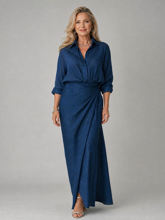 Mirque | Maxikleid mit langen Ärmeln und Wickel-Front