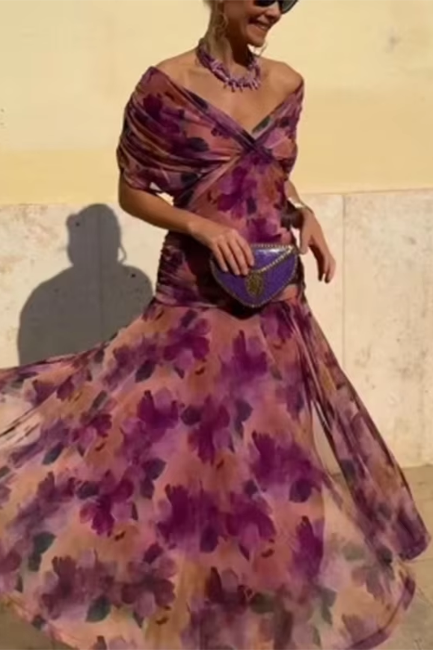 Luisa | Elegantes langes Partykleid mit V-Ausschnitt