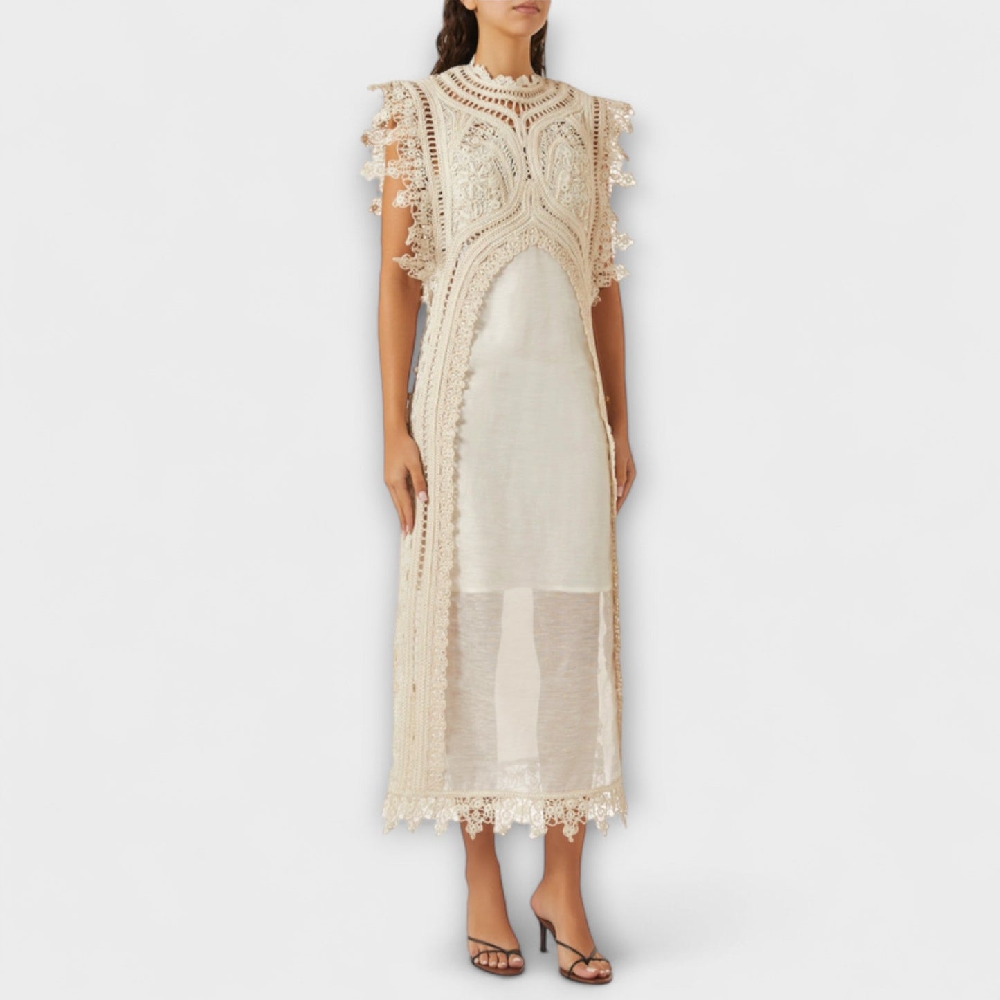 Mira - Gewebtes Hohles Organza Maxikleid