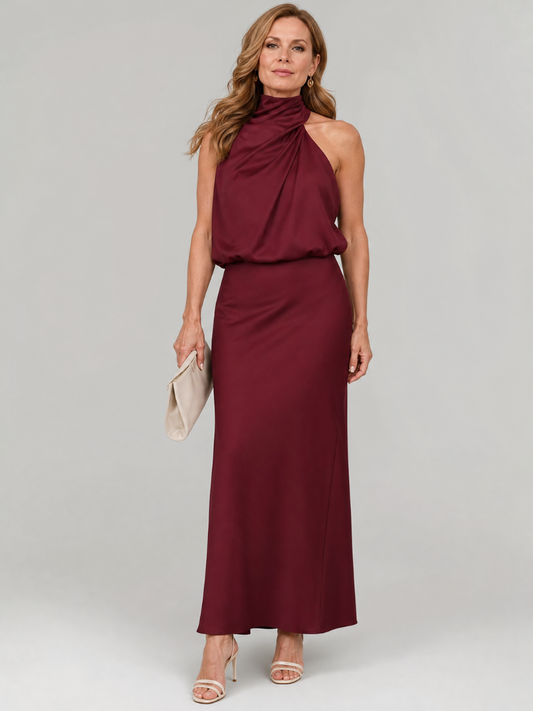 Nopal | Ärmelloses Midi-Kleid mit drapiertem Hals