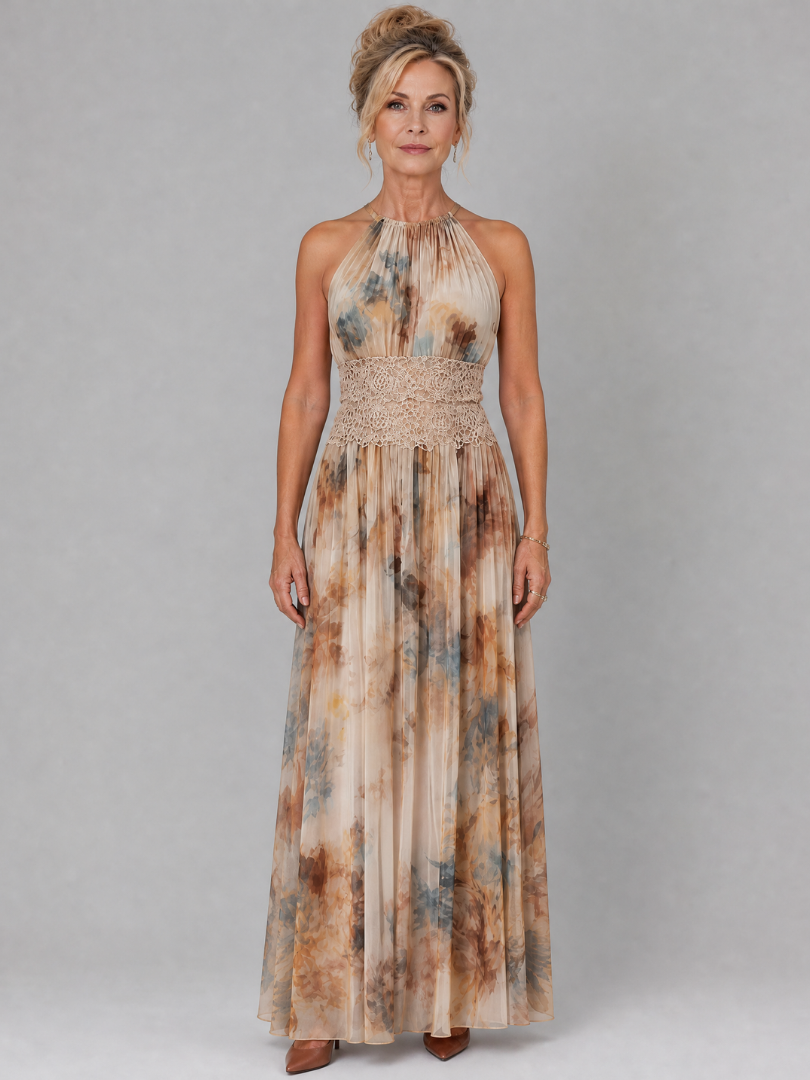 Elavenue | Maxikleid mit Neckholder und Spitzen-Taille