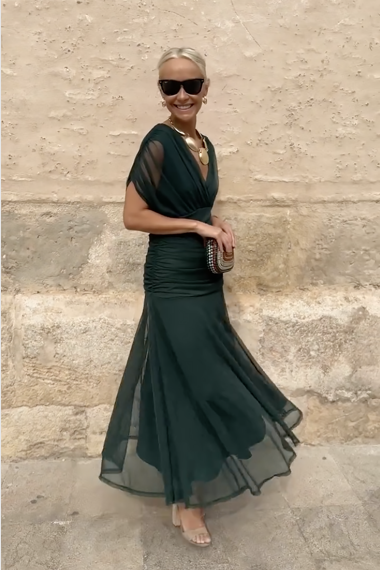 Luisa | Elegantes langes Partykleid mit V-Ausschnitt
