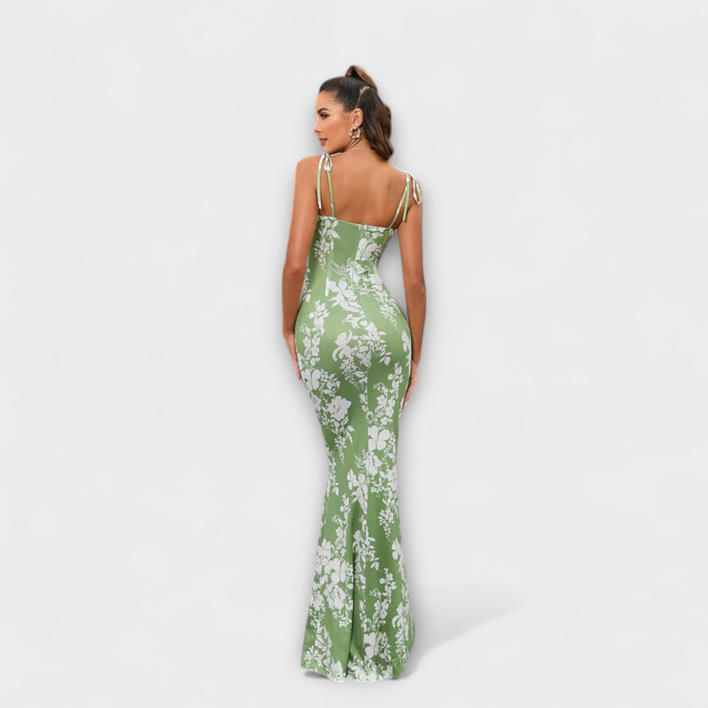 Thalia - Floral Print Prom Dress mit gebundenen Schulterträgern