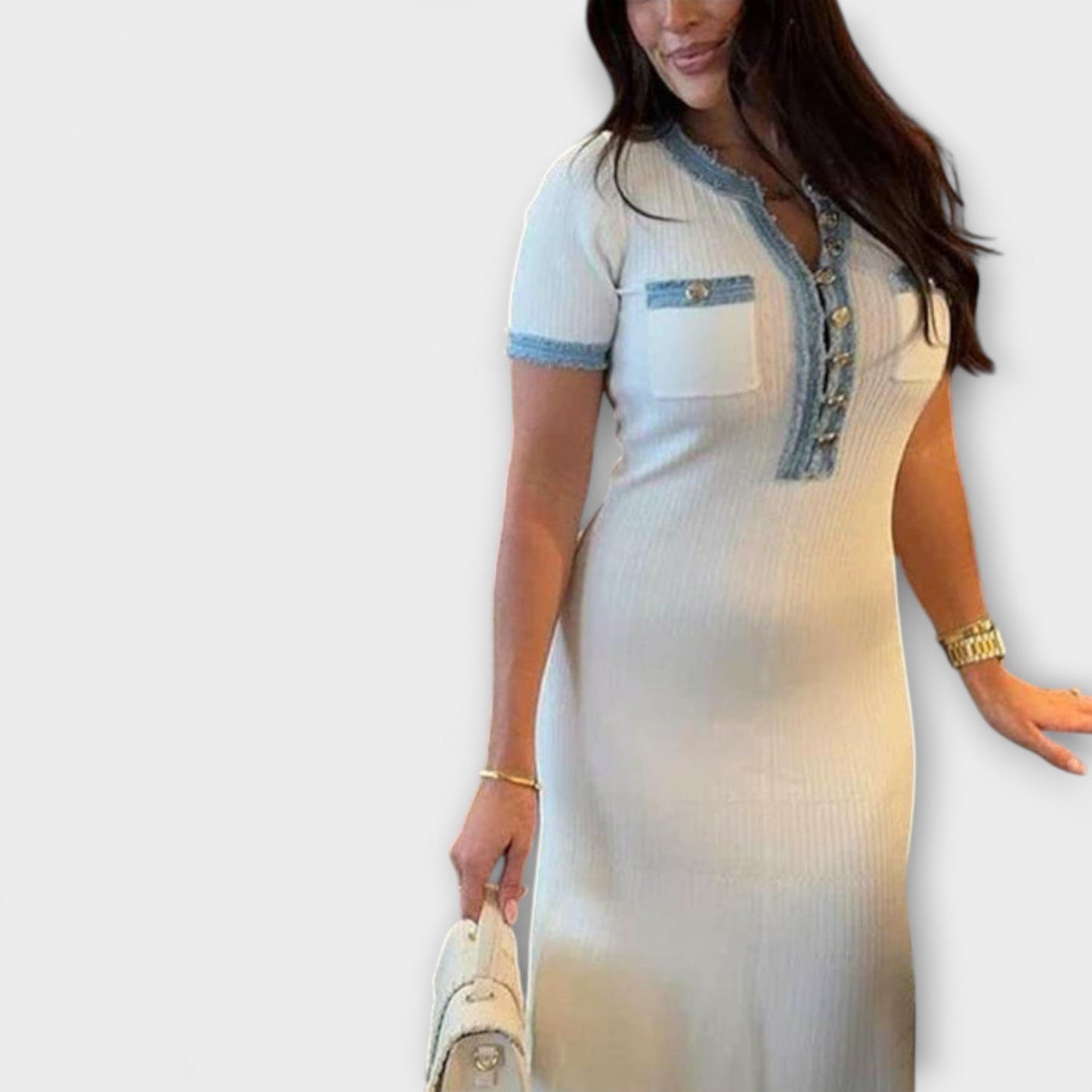 Alecia - Strukturierte Maxi-Kleid