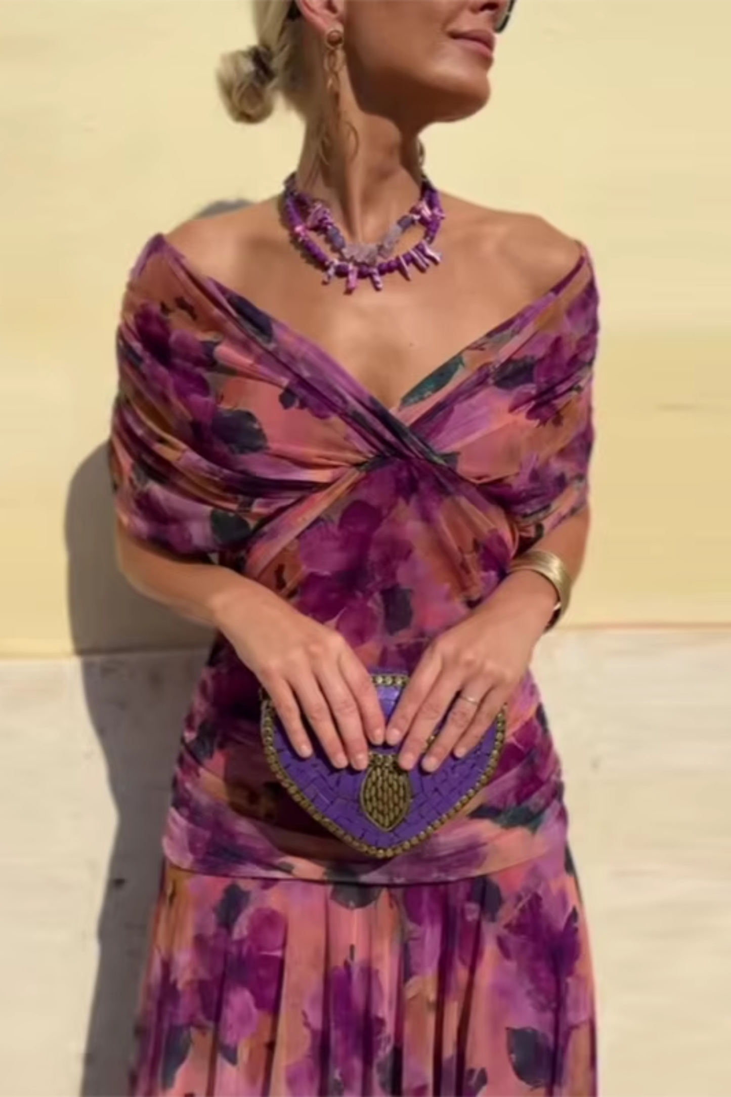 Luisa | Elegantes langes Partykleid mit V-Ausschnitt