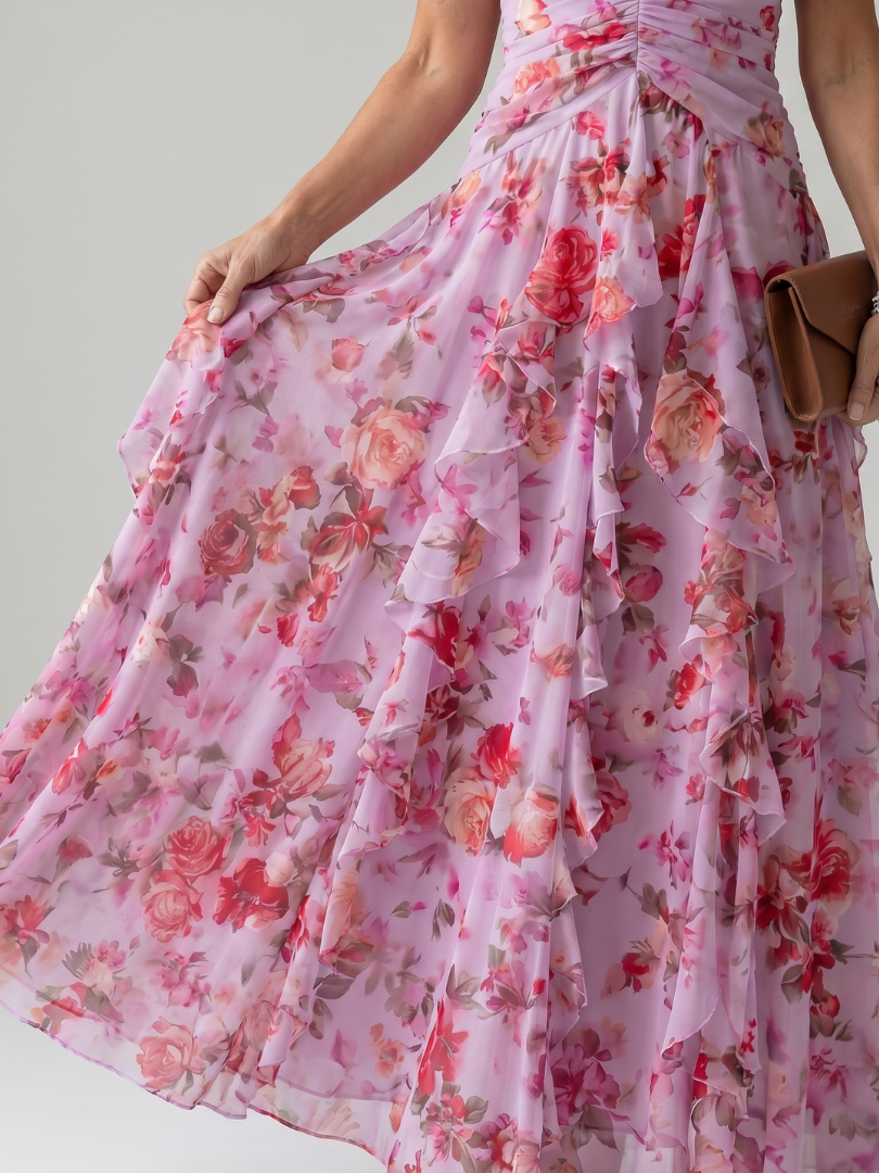 Nori | Halterneck Rüschentop Floral Maxikleid