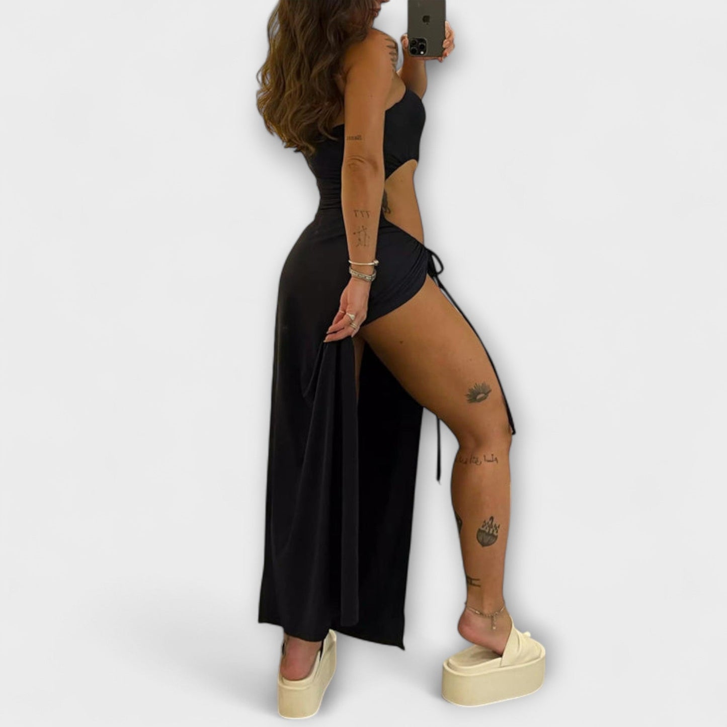 Winona - Bandeau-Tie Bodysuit-Kleid mit Seitenschlitzen
