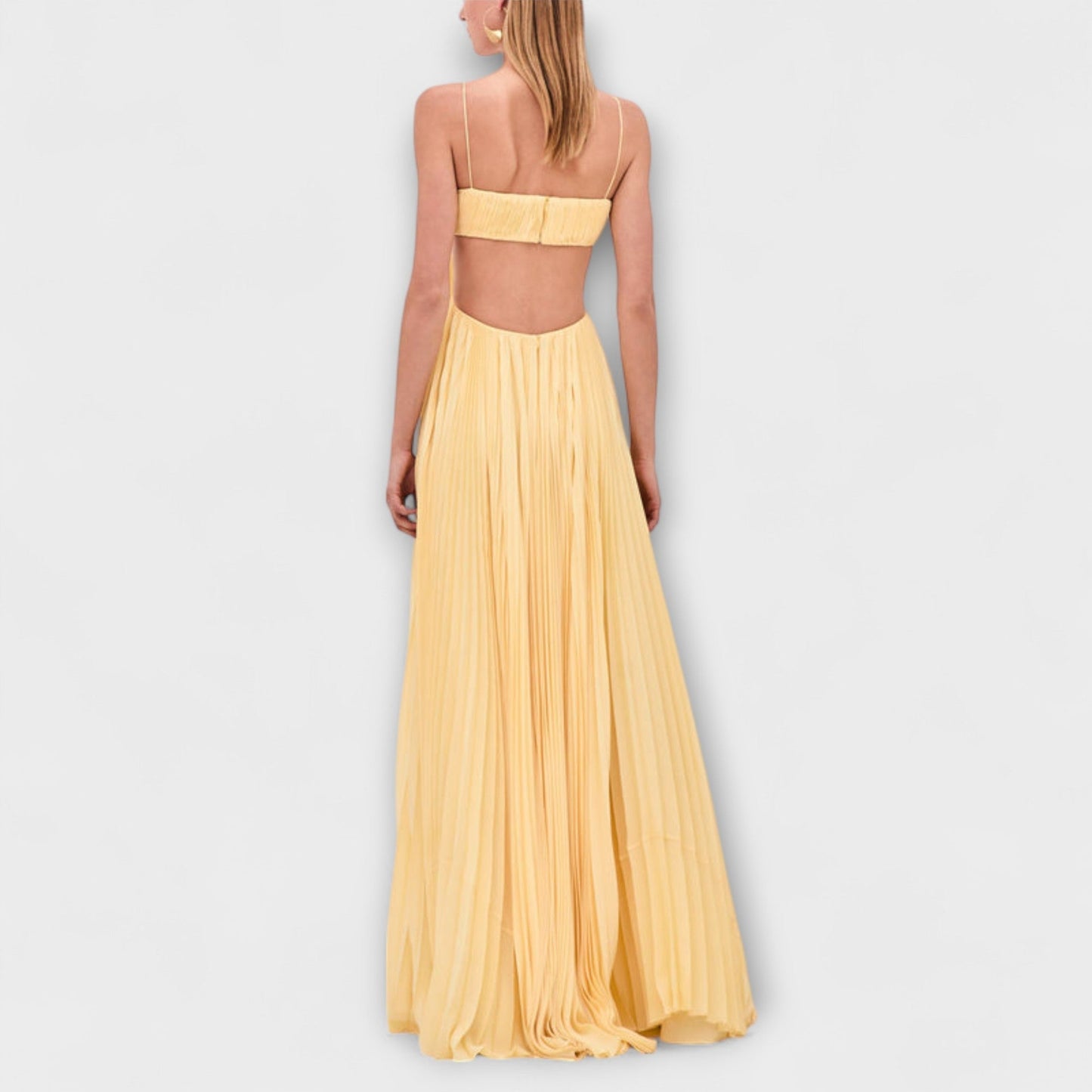 Mireille - Schickes Plissiertes Cutout Fliessendes Maxikleid