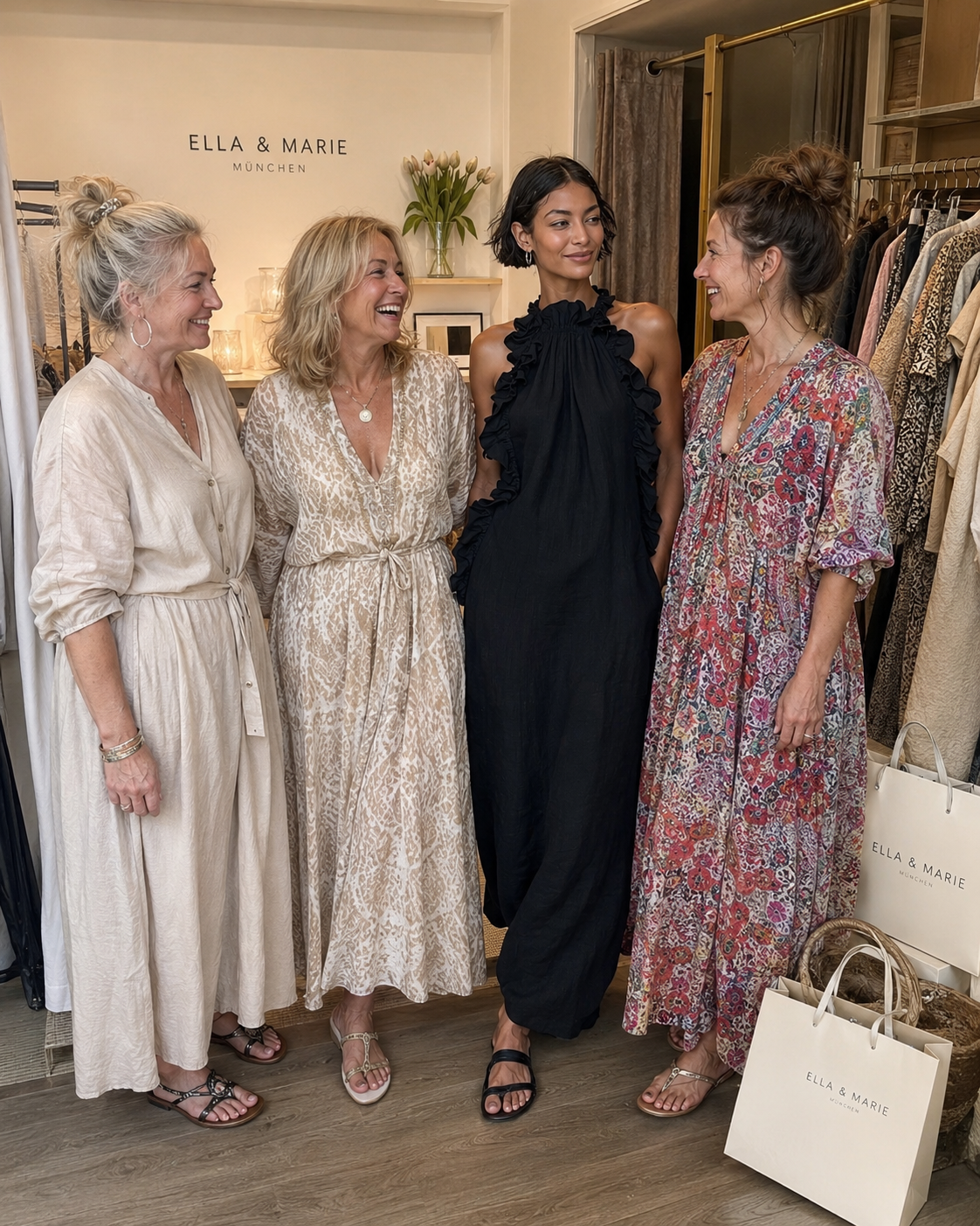 Helene | Ärmelloses Leinen-Maxikleid mit Rüschen