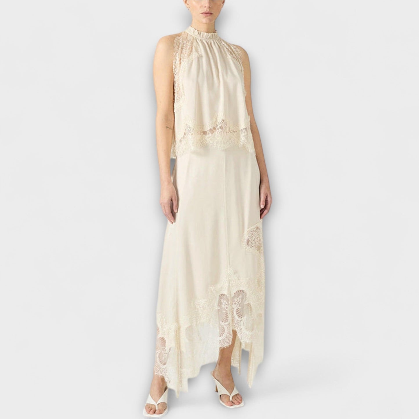 Kaia - Bluse mit Spitzenbesatz und plissiertem Ausschnitt im Set
