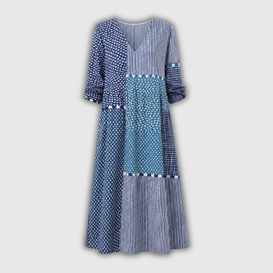 Vreni™ | Boho-Kleid im Retro-Patchwork-Look