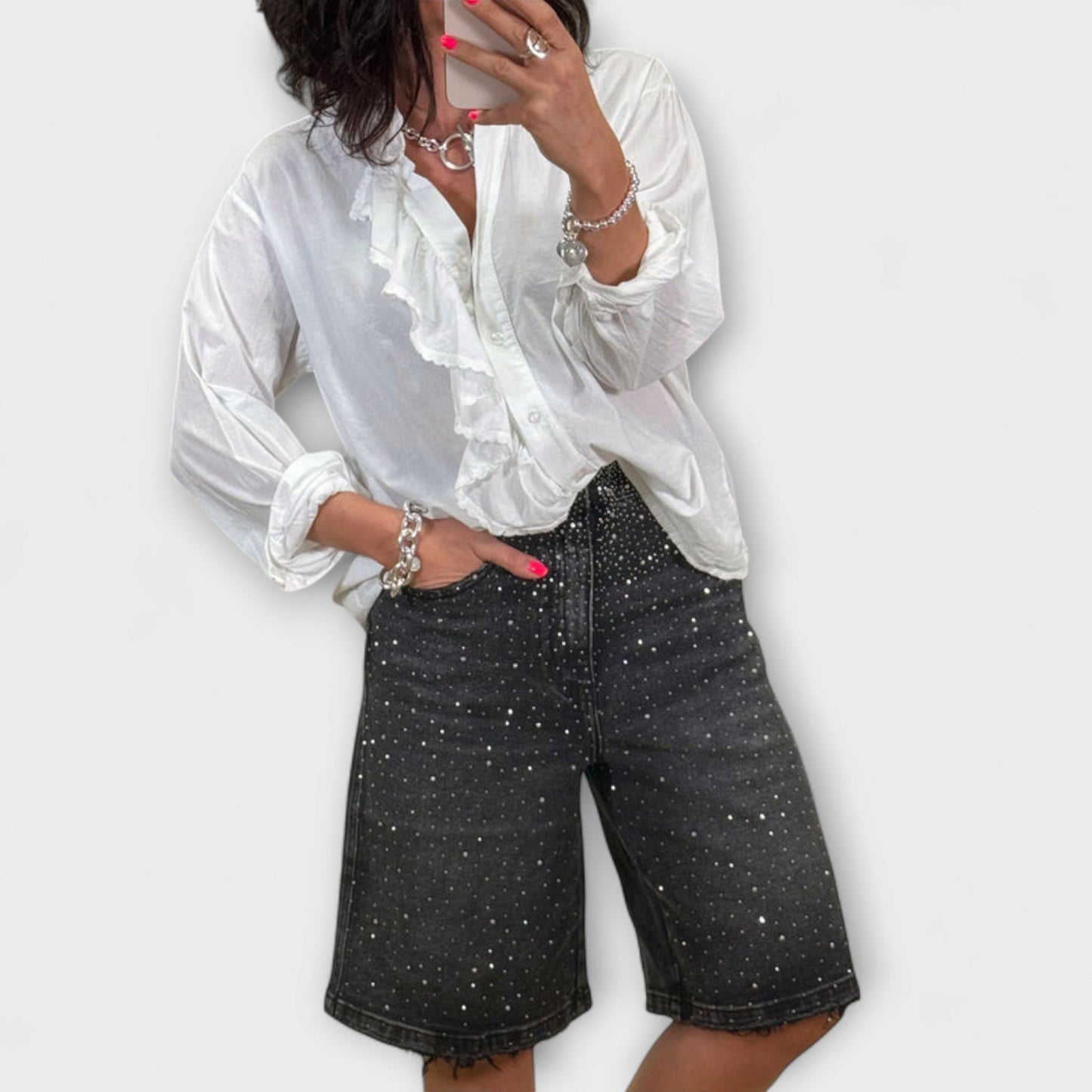 Amaris - Bermudashorts mit Strassverzierungen