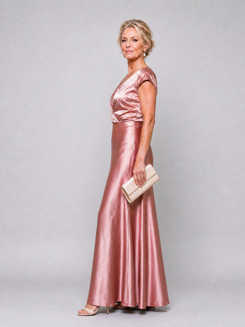 Samouse | Maxikleid mit Wickeloberteil und kurzen Ärmeln
