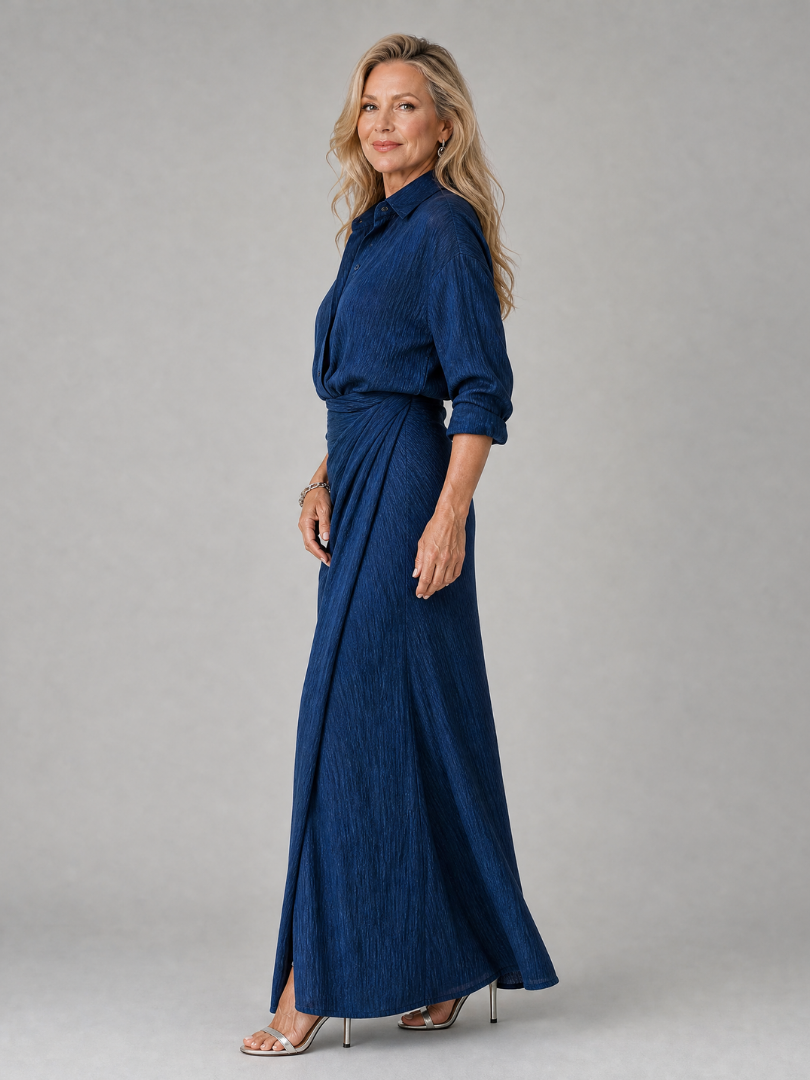 Mirque | Maxikleid mit langen Ärmeln und Wickel-Front