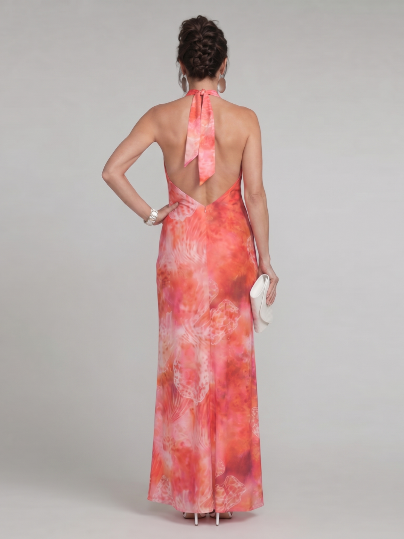 Coraline | Halterneck Maxikleid mit Printmuster