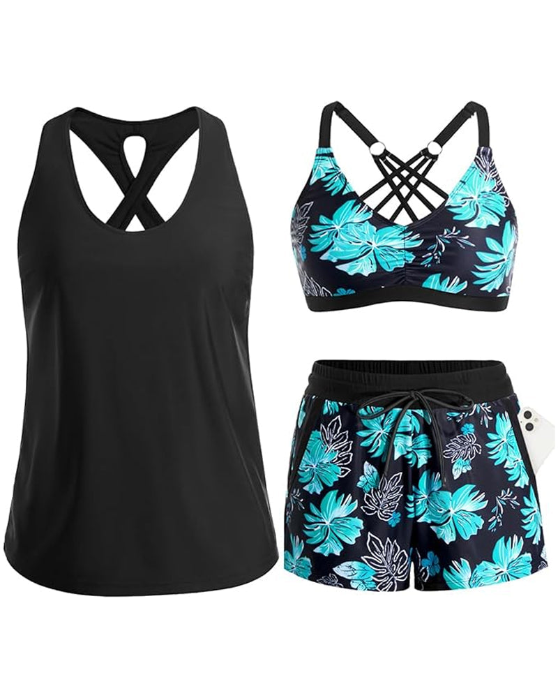 Maren | Drei-Teiliges Tankini-Bikini & Cover-Up Set