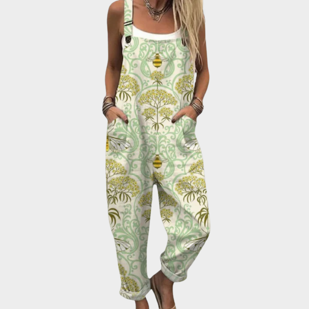 Wilma™ | Latzhose mit Bienen- und Blüten-Muster