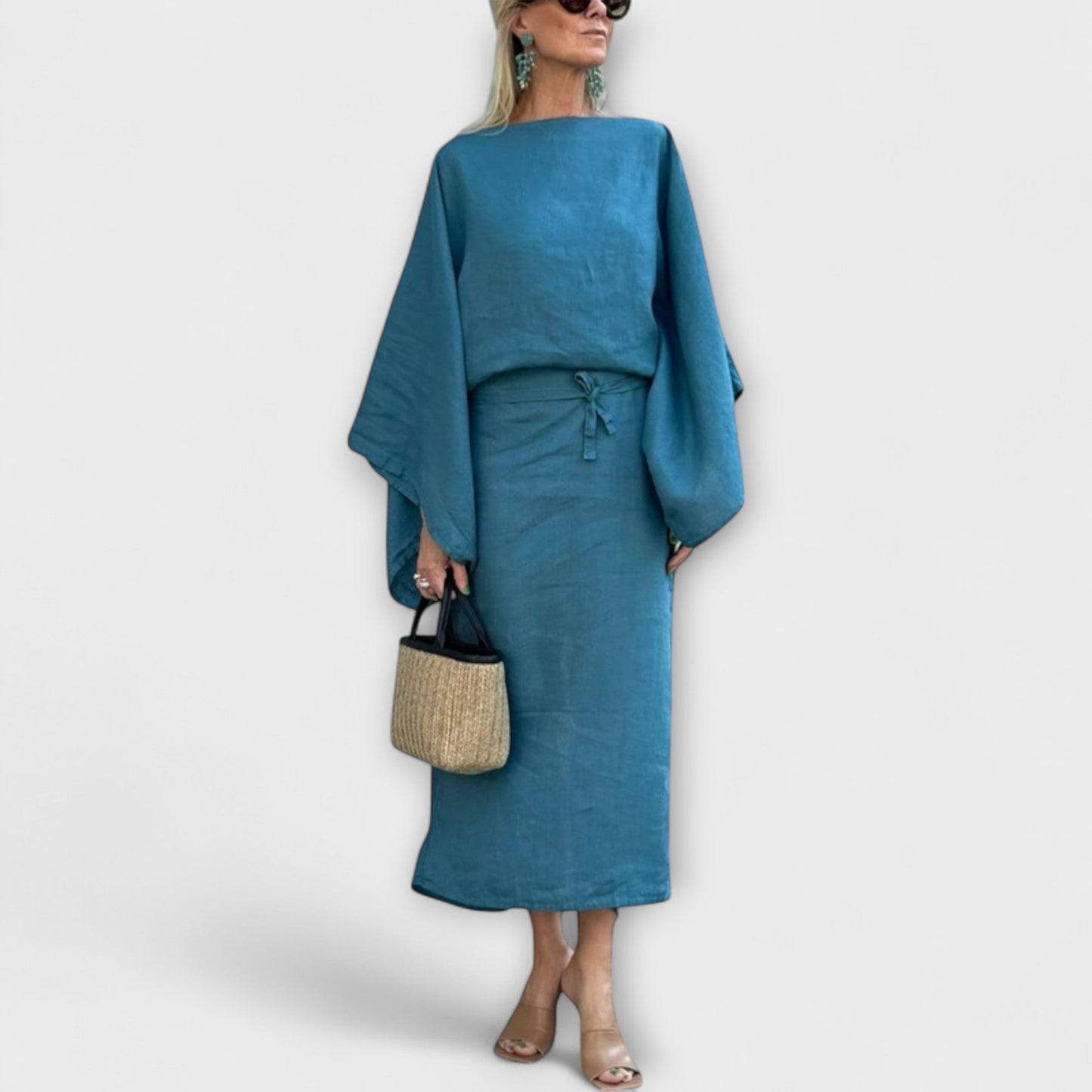 Dana - Kimono Kleid aus Leinen und Baumwolle