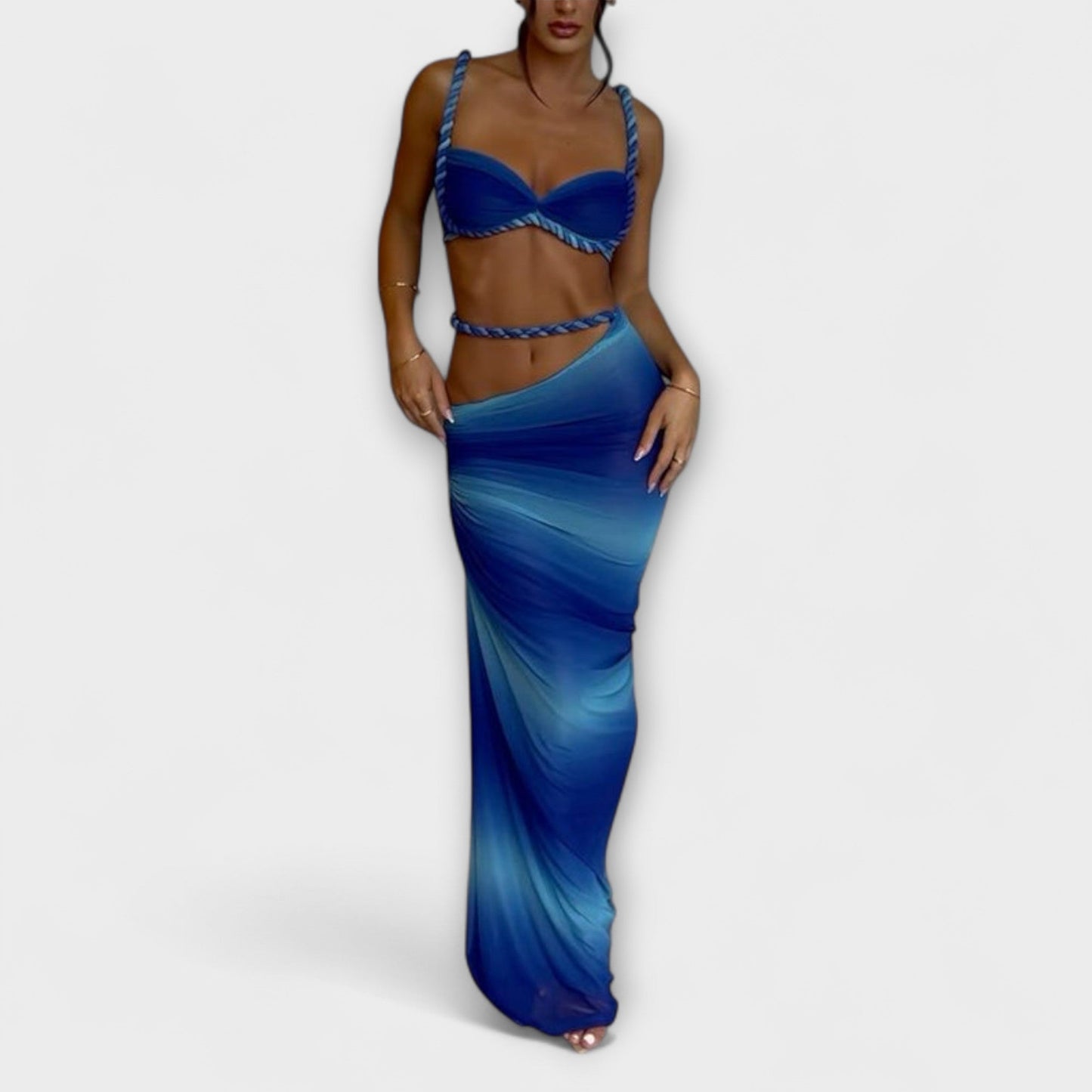 Jane - Schickes Gradient Zopf Crop Top & Overskirt Duo