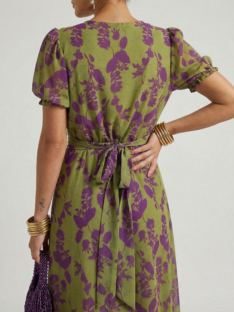 Virel | Entspanntes Blumendesign Midi-Kleid