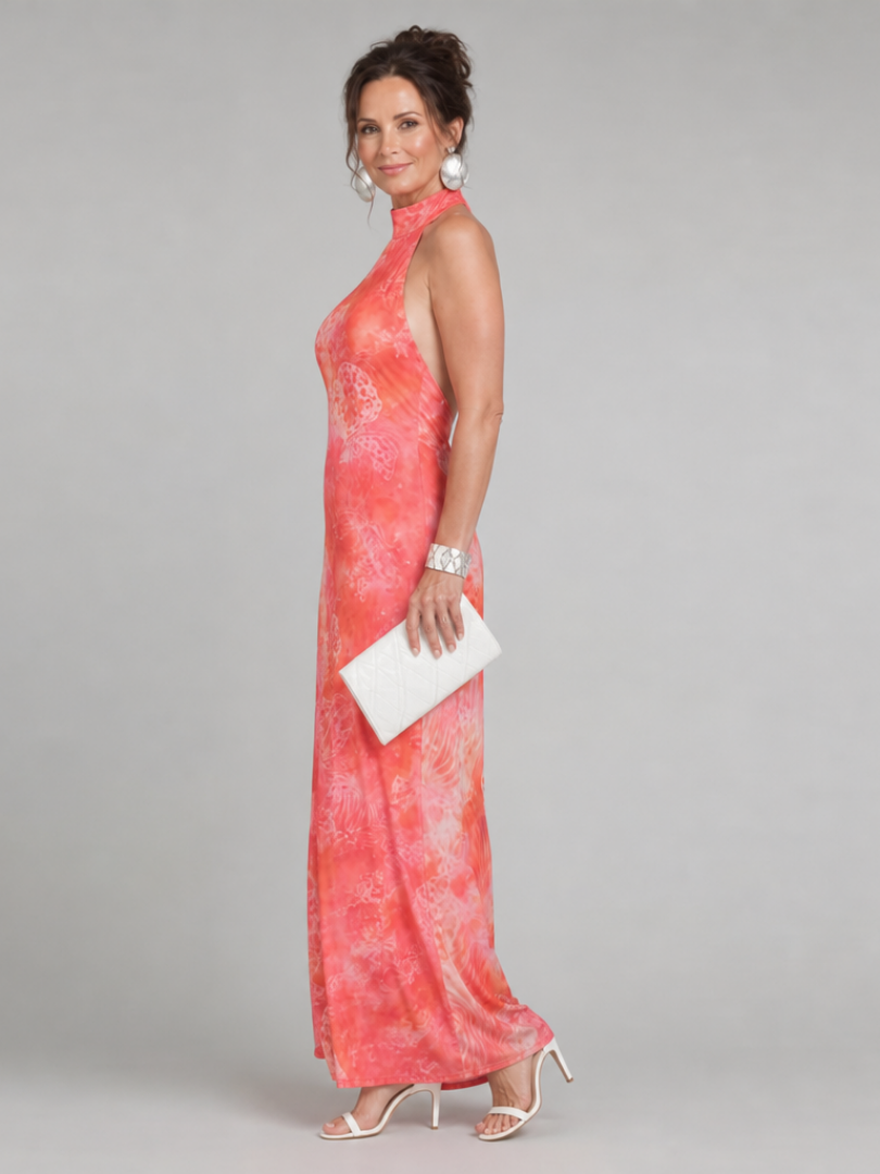 Coraline | Halterneck Maxikleid mit Printmuster