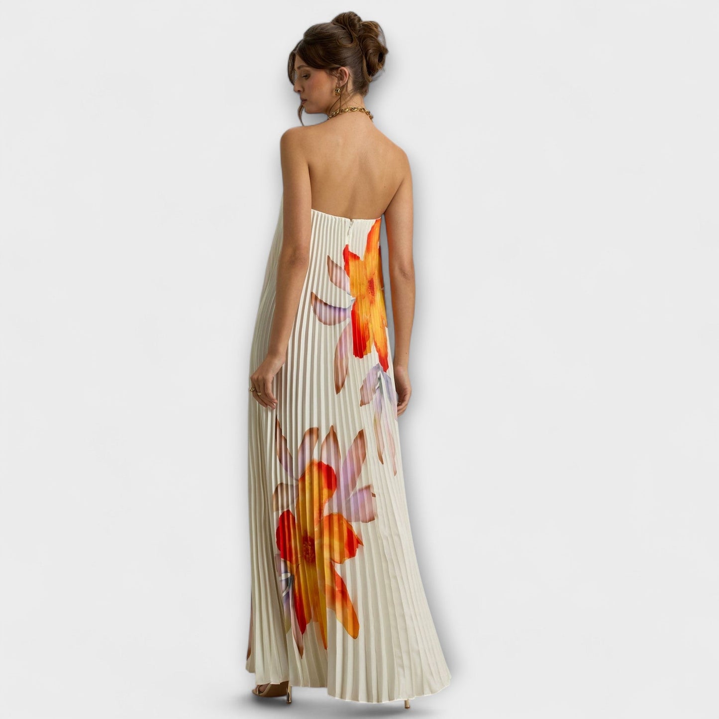 Michelle - Sweetheart Maxi Kleid in Orange Floral