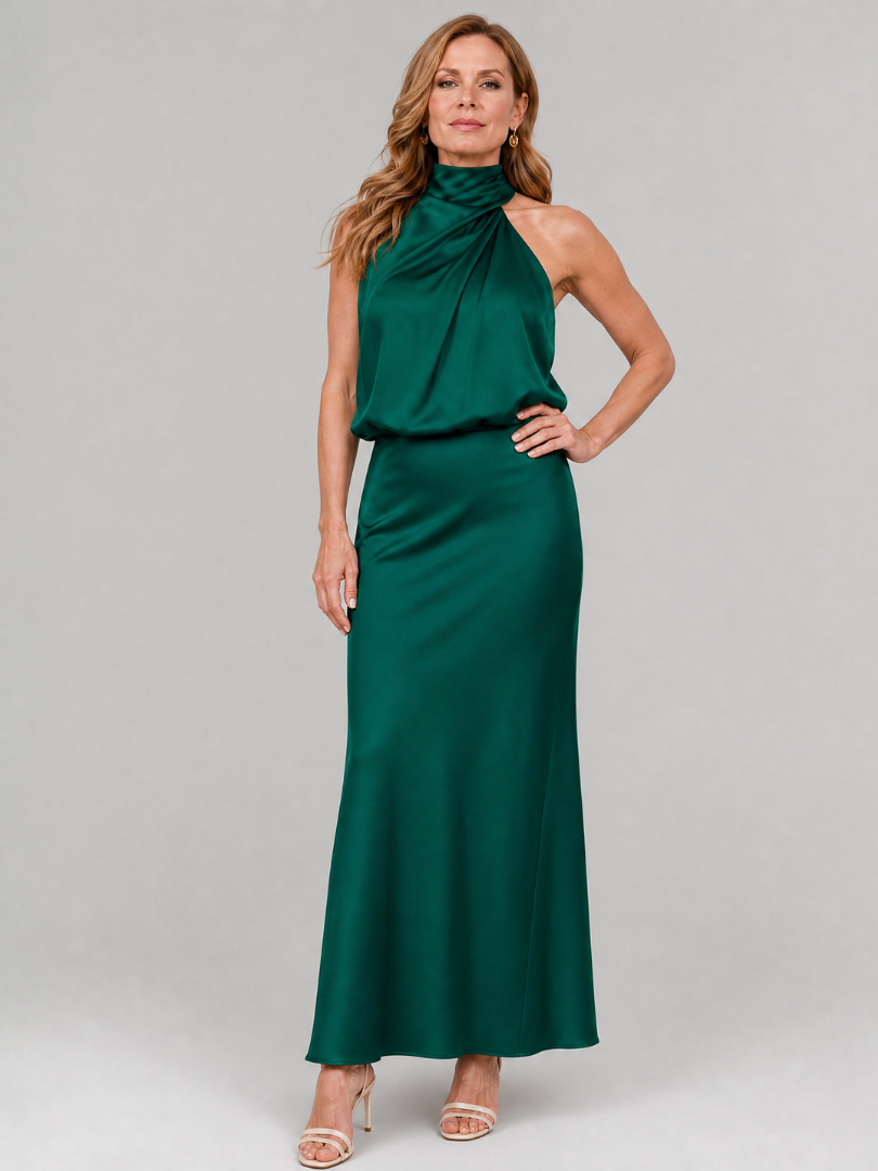 Nopal | Ärmelloses Midi-Kleid mit drapiertem Hals