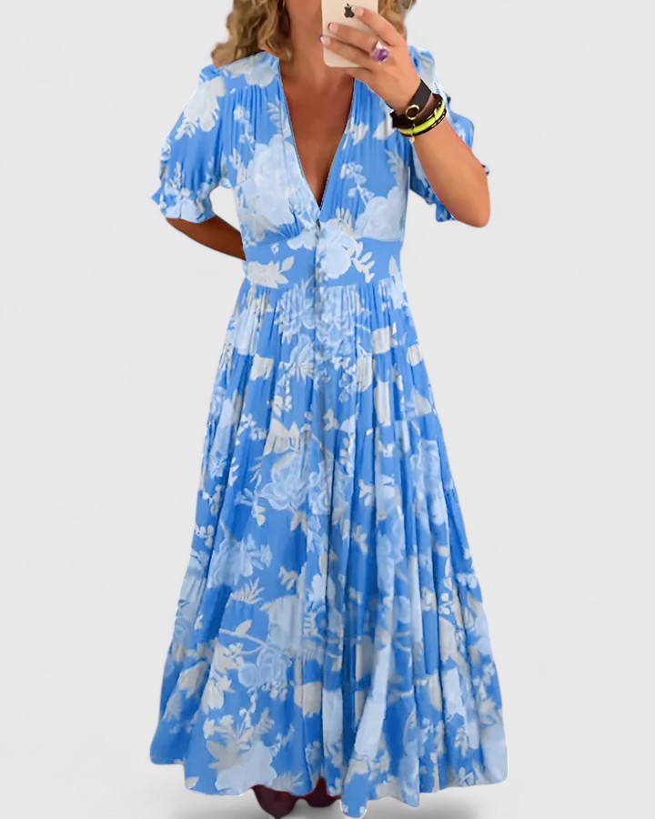 Miriam – Blumenkleid mit V-Ausschnitt