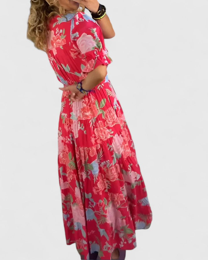 Miriam – Blumenkleid mit V-Ausschnitt