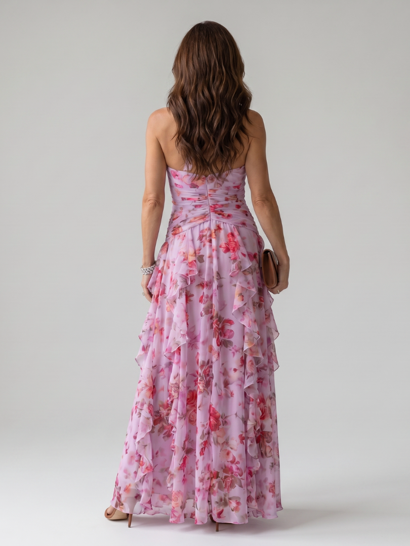 Nori | Halterneck Rüschentop Floral Maxikleid