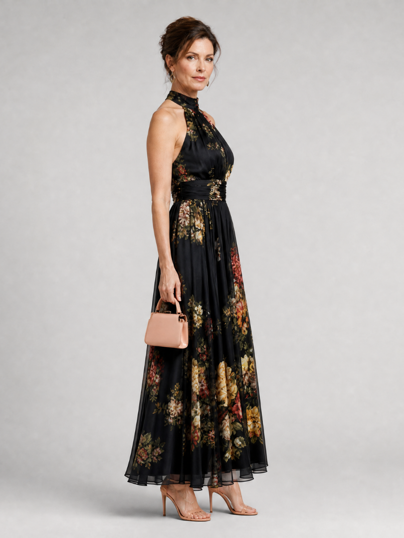 Sior | Florales Halter-Neck Midi-Kleid
